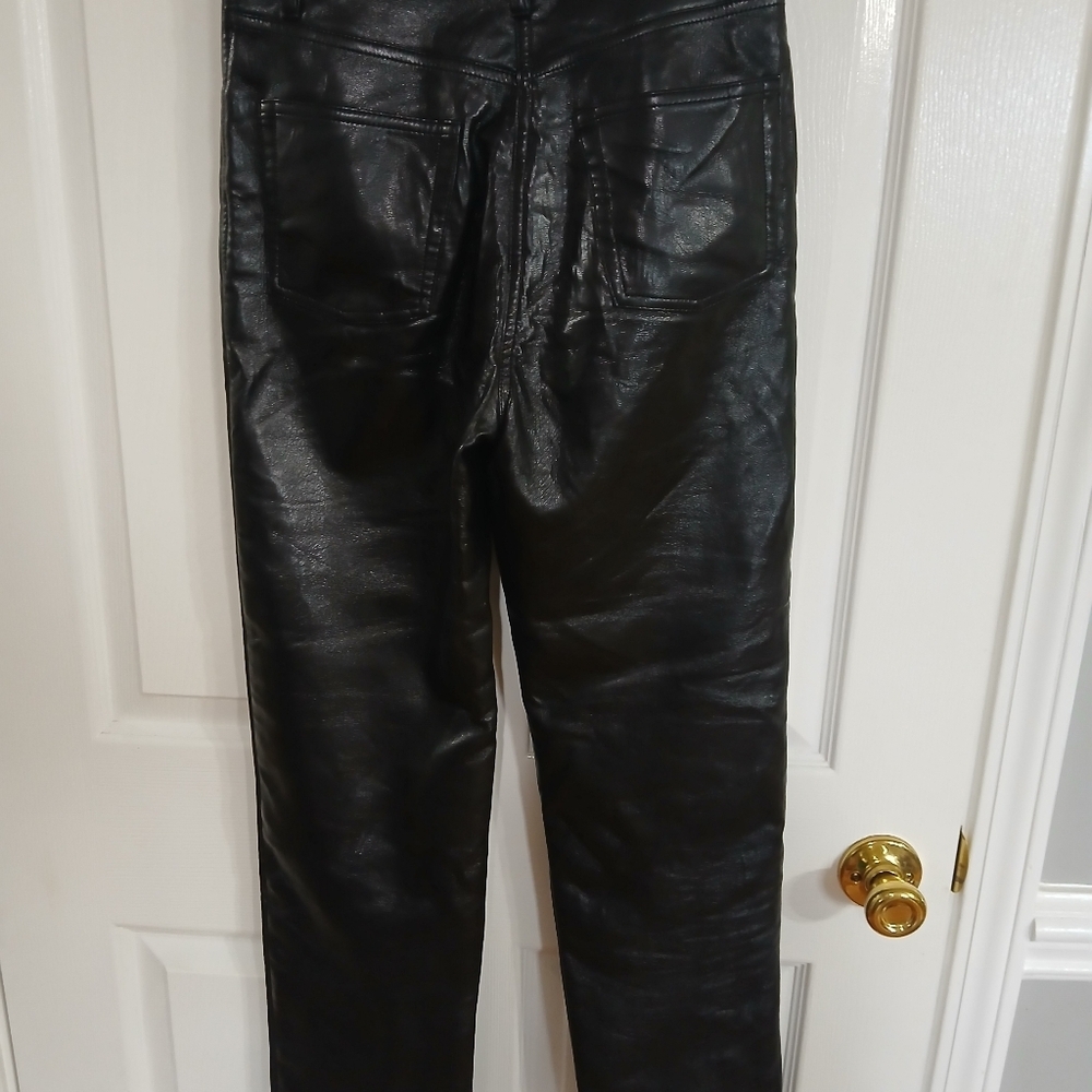 Wilfred Aritzia The Melina Faux Vegan Leather Straight Leg Trouser Pants Black 2 - Picture 5 of 6